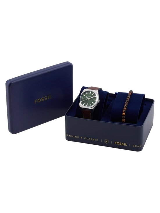 NWT Fossil Everett Quartz Green Dial Men\'s Watch Set